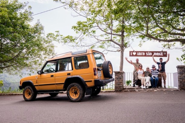 a truck is parked on the side of a road