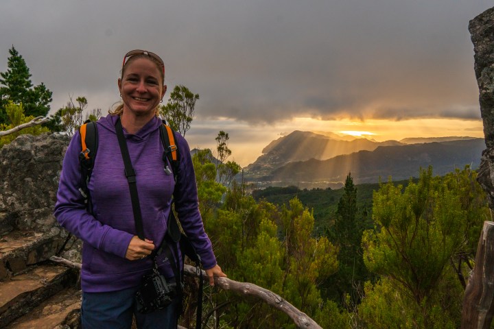 Dramatic sunrise clouds over Madeira mountains